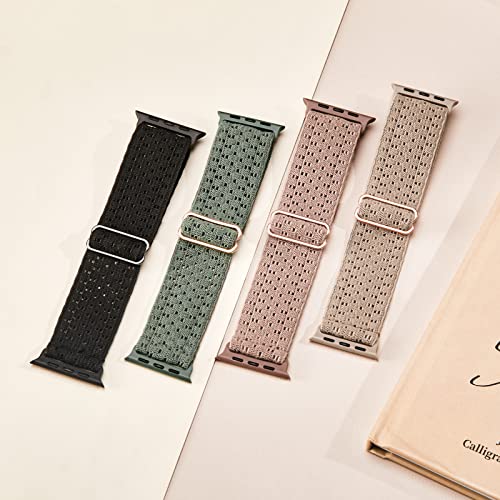Image of 4 Pack Stretchy Solo Loop Compatible with Apple Watch Bands 38mm 40mm 41mm 42mm 44mm 45mm 46mm 49mm Women Men, Sport Nylon Elastic Straps Wristbands for iWatch Series 11 10 9 8 7 6 5 4 11 Ultra /SE 3 2