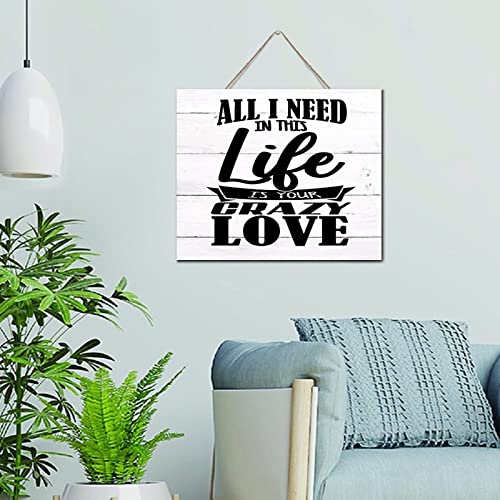 Panneau en bois vieilli All I Need plaque décoration murale salon