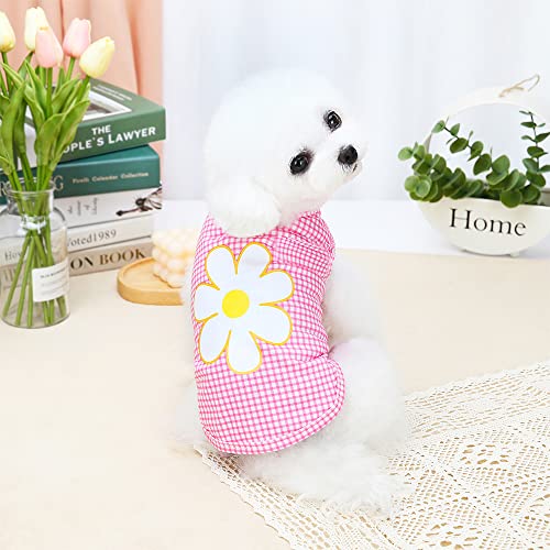 3 Pcs Tikwek Dog Clothes For Small Dogs Girl, Puppy Sleeveless Vest，Summer Pet Outfits, Printed Dog T-Shirts，Cute Cool Sweatshirt(Flower1,S) #TOP4