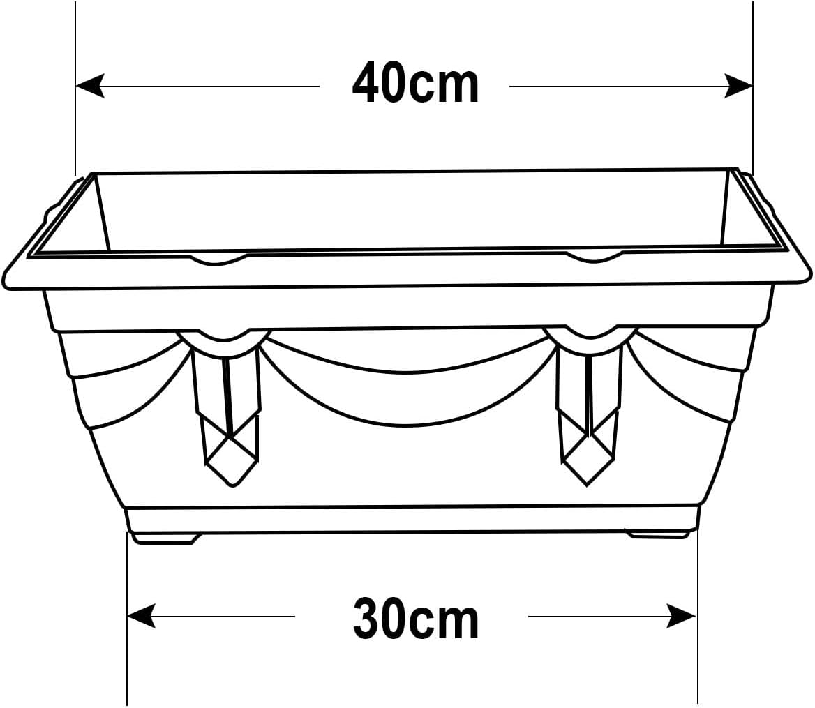 Whitefurze G02026 40cm Venetian Window Box - Black