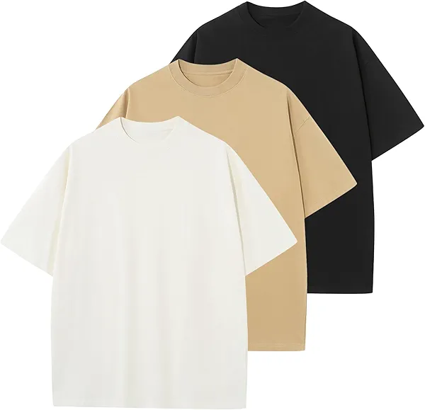 KEEPSHOWING Men's Cotton T-Shirts Oversized Unisex Short Sleeve Crew Neck Loose Basic Tops Solid Athletic Tee