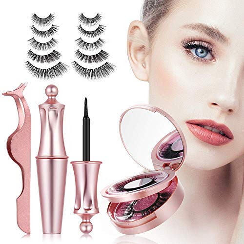 Magnetic Eyelashes with Eyeliner, 【3 Pairs】 Natural Look Magnetic Lashes with Tweezers, Reusable No Glue False Eyelashes for Daily Eyelashes Extension, Much Easier To Use Than Glue Fake Eyelashes