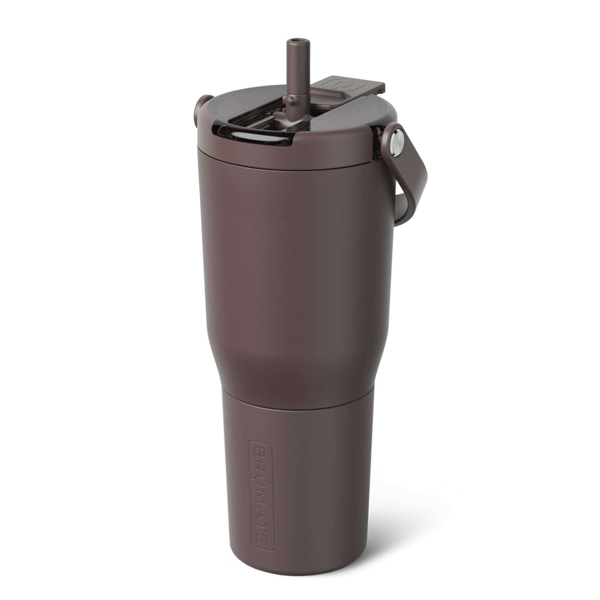 BrüMate Resa Flip 35oz Travel Tumbler with Covered Flip Down Straw | 100% Leakproof Water Bottle | Made of Insulated Stainless Steel | Cup Holder Friendly Silicone Base | 35oz (Java)