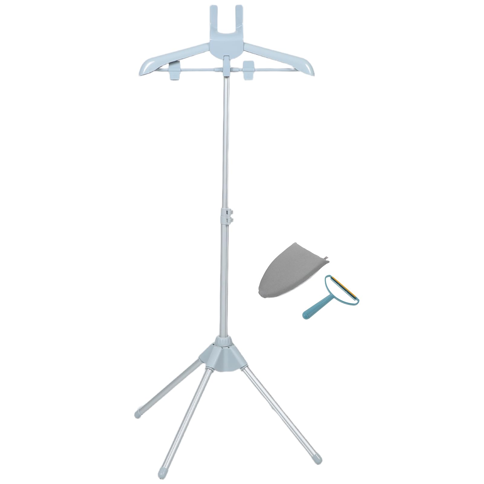 Support de défroisseur vapeur portable BESPORTBLE gris, hauteur réglable 84-160 cm avec tapis