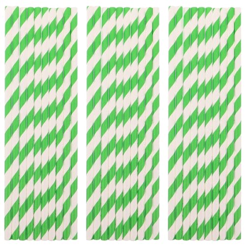 100 pitillos de papel rayados verdes miniatura 1