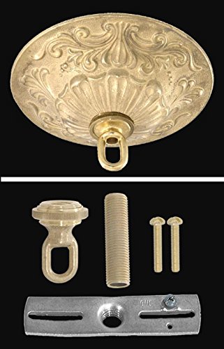 Image of B&P Lamp Heavy, Antique Style Cast Brass Ceiling Light Canopy Plate Kit, 5 1 /2 Inch Diameter