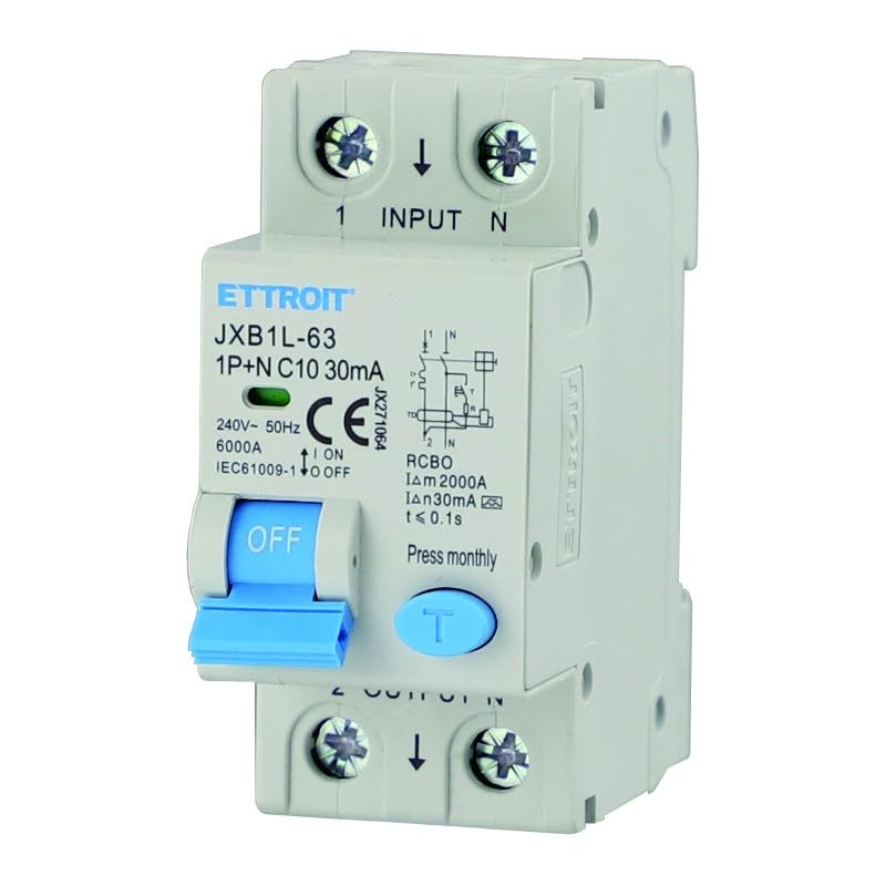 Interruttore Magnetotermico Differenziale 1P+N 10A 30mA 220V-6KA CLASSE A 2 MODULI 30mA per Guida DIN - Protezione Circuiti e Sicurezza Impianti