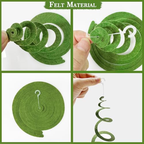 Image of 36Pcs Olive Green Hanging Swirl Decorations Ombre Sage Green Felt Swirl Streamer Spiral Ceiling Garland for Neutral Birthday Wedding Engagement Safari Jungle Woodland Party Supplies