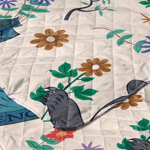 Image of Harry Potter Botanical Crests Twin Quilted Throw Blanket Adults Boys Girls, Soft Lightweight Bedding for Bed, or Couch, 60 x 90 inches