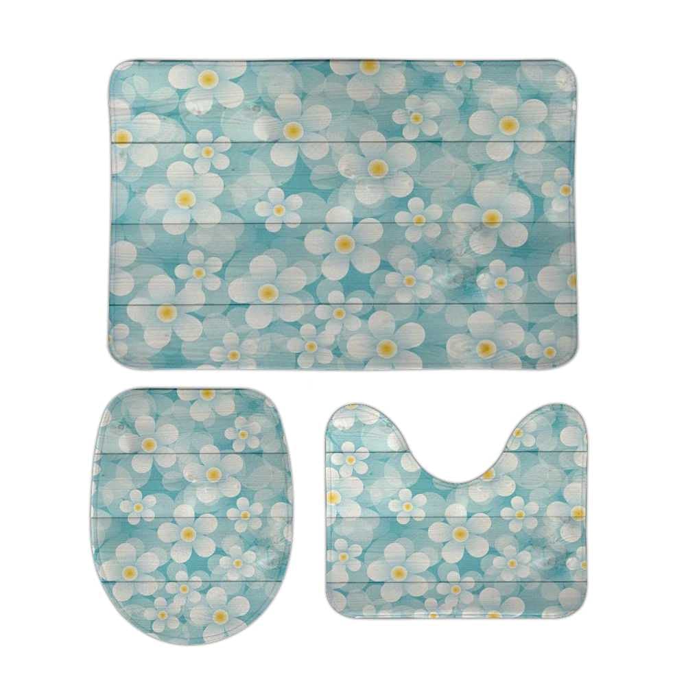 Tapis de salle de bain antidérapant en polaire extra douce motif fleur