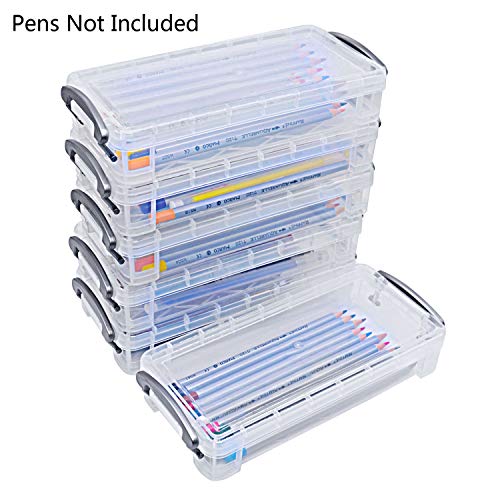 VoiceFly Large Capacity Pencil Box, Stackable Translucent Clear Organizer Office Supplies Storage Box