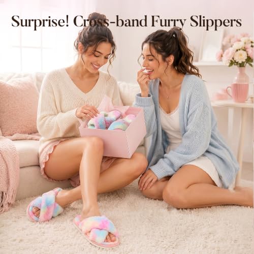 Image of Ankis Memory Foam Fuzzy Slippers for Women,Open Toe House Shoes