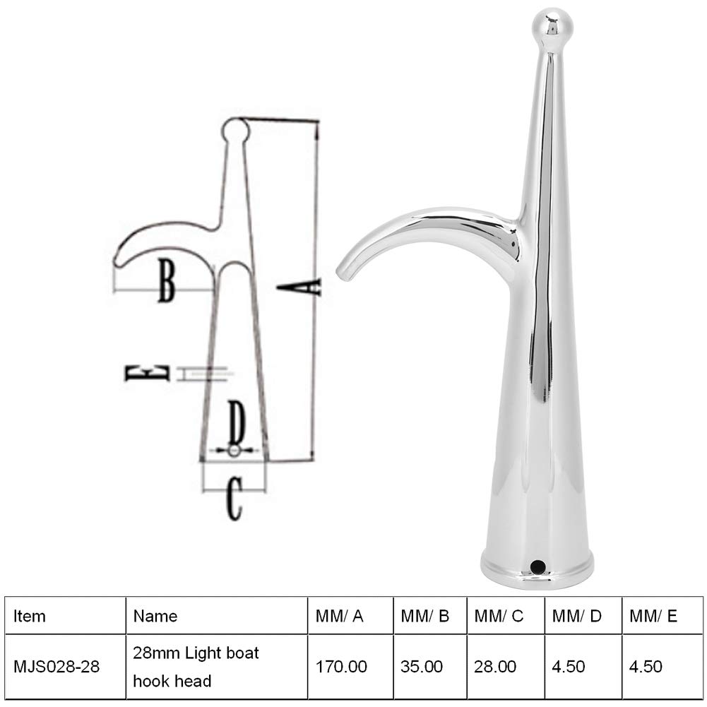 Marine Bootshaken Edelstahl, robust und widerstandsfähig, Boot Yacht Haken, 28MM, für Yachten, Segelschiffe und andere Wasserfahrzeuge