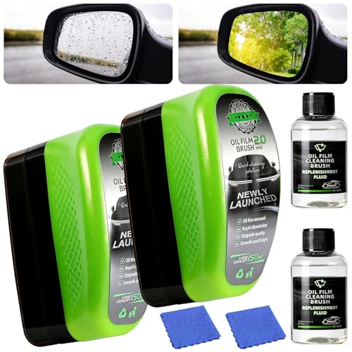 Clear Vision Glass Cleaner 2PCS -Oil Free Car Glass Brushes Upgrade 2.0 Cleaner Automotive Oil Film Cleaning Brush for Car Windows Clearvision Cars Windshield Cleaner Tool
