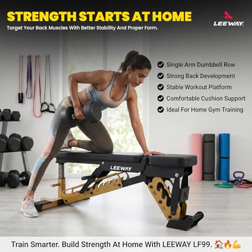 Image of Leeway LF99 Bench Press for Home Gym | Adjustable Gym Bench for Home| Heavy Duty Multi Incline Decline Flat Steel Workout Station | Multipurpose 30 to 85 Degrees | Commercial Grade Exercise Table (Black, Bench LF99, 1)