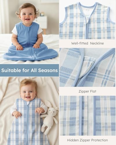 Image of Yoofoss Baby Sleep Sack 6-12 Months Wearable Blanket for Babies 100% Organic Cotton 2-Way Zipper TOG 0.5 Toddler Sleeping Sack 3 Pack, Comfy Lightweight Sleep Sacks
