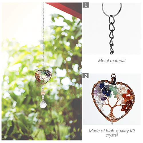 DOITOOL 2Pcs Suncatchers Cristais Coletor Do Sol Pendurado Da Árvore Da Vida Chakra Contas Cadeia Ra