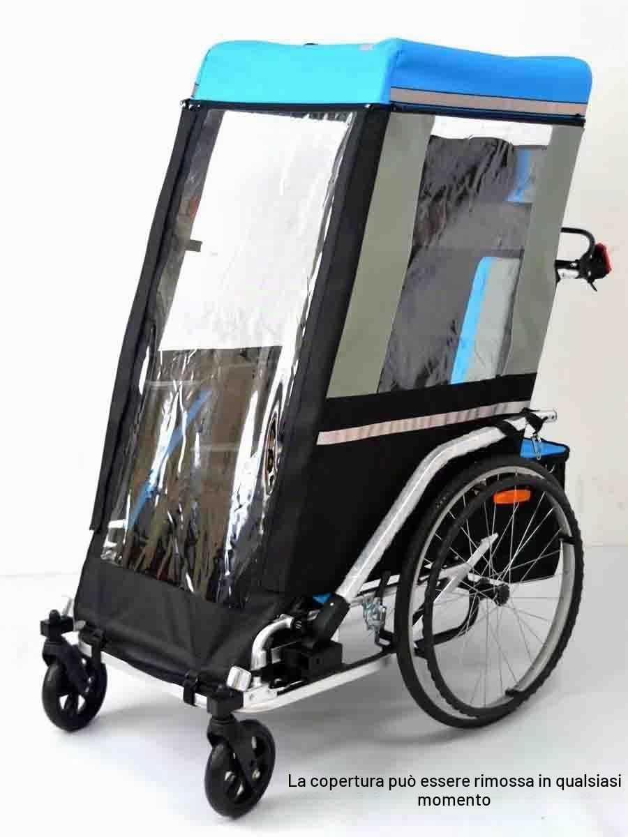 CAULO Rimorchio per Bicicletta Sedia a rotelle per Adulti Bicicletta Rimorchio Posteriore in Lega di Alluminio Assorbimento degli Urti Trattore Comodo Carrello Multifunzionale (Blue)
