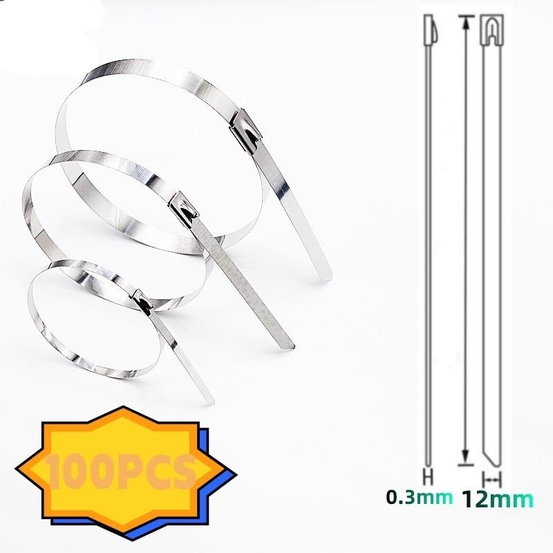 Opaski zaciskowe metalowe Stal nierdzewna Ca 10 20 50 100 200 szt. 12 mm 0,47 cala opaska wydechowa wielofunkcyjna 304 ze stali nierdzewnej metalowa opaska zaciskowa samoblokująca opaski zaciskowe 20