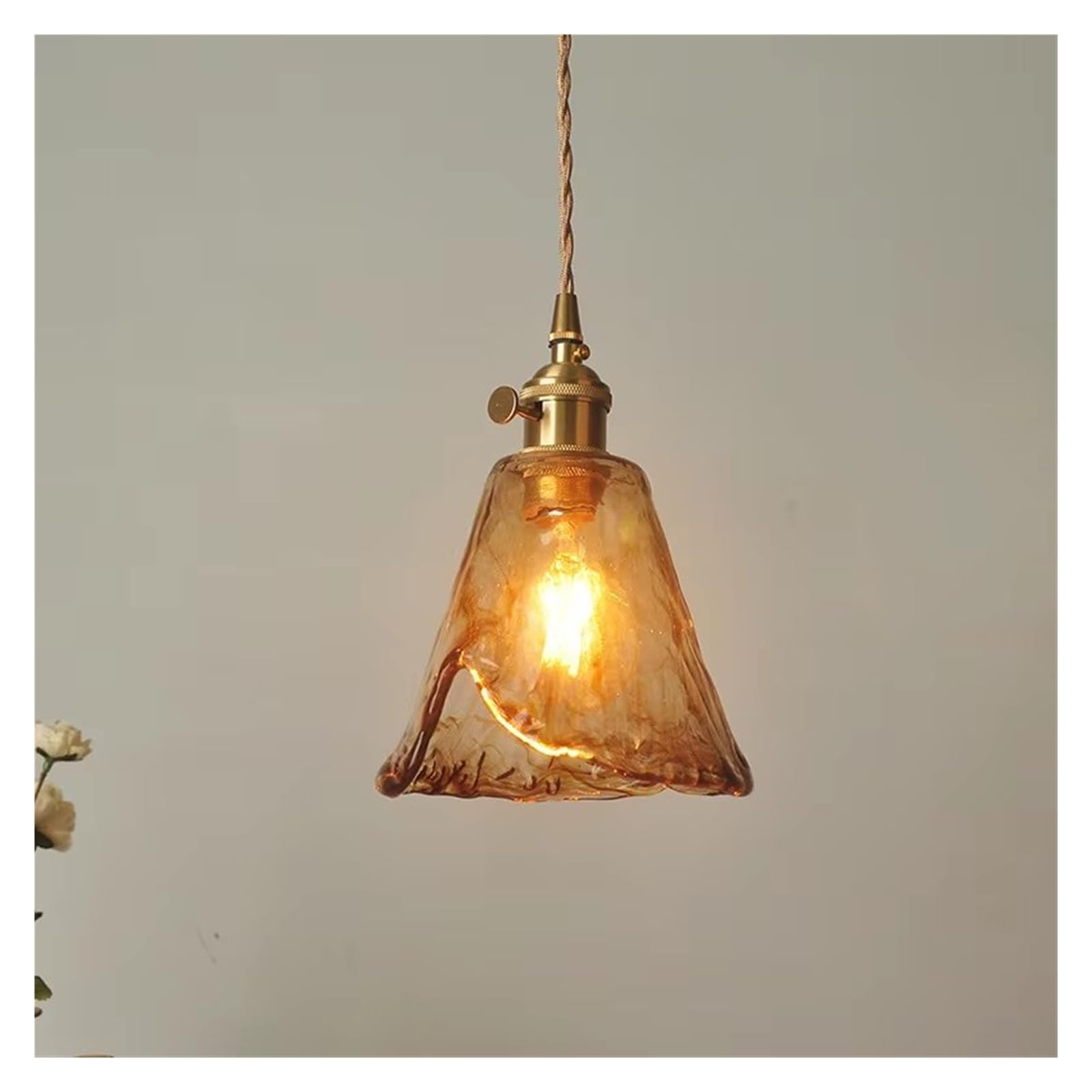Jybnbbe Light Glass Pendant Dining Room Nordic Copper Pendant Lamp Brass Minimalist Hanging S For Restaurant,D15.5cm