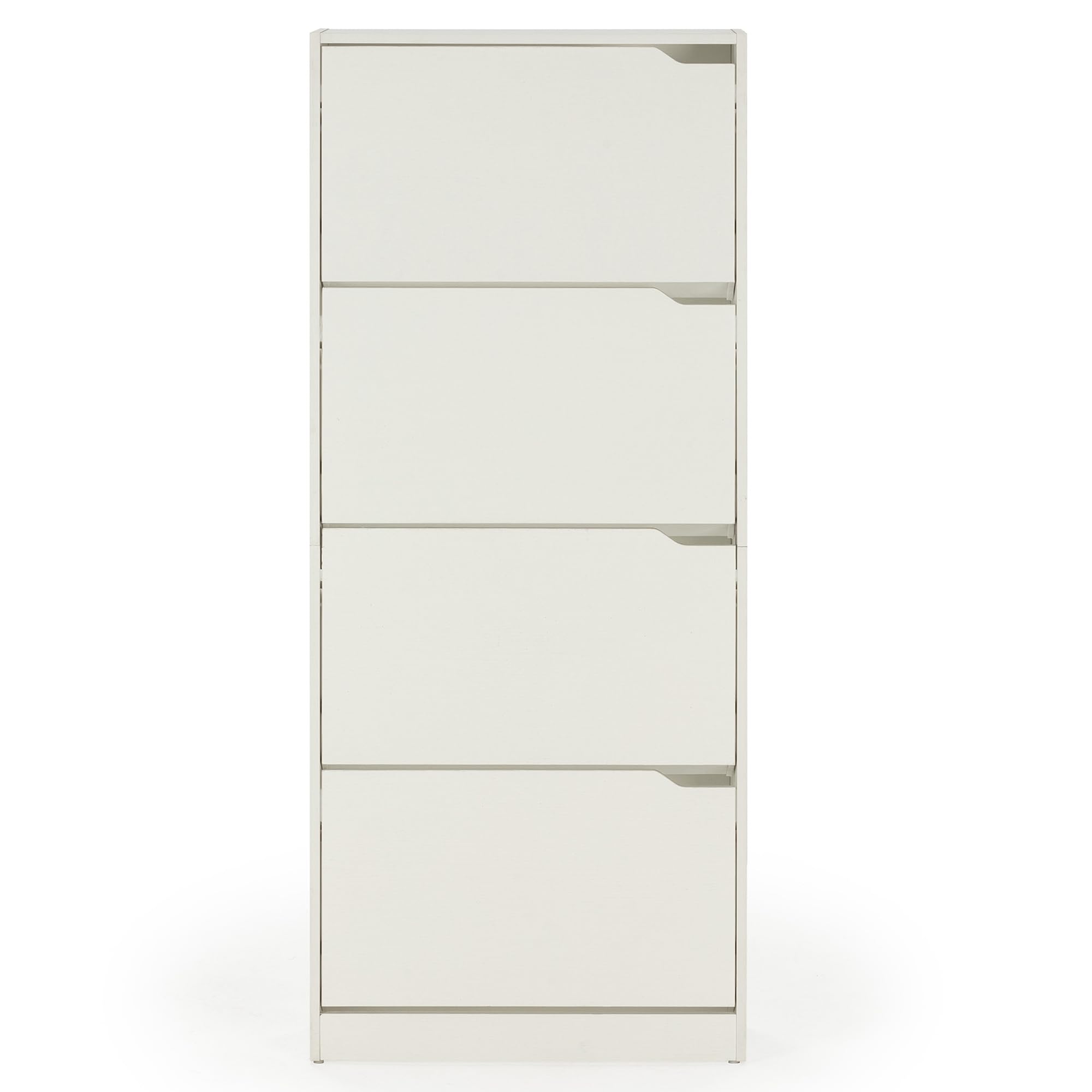 HOMN LIVING Scarpiera Ángel con 4 porte, Bianco, Mobili Ausiliari, 63 cm (larghezza) 24 cm (profondità) 150 cm (altezza)
