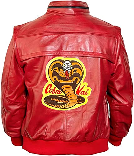 Johnny Lawrence Red Karate Kid Cobra Kobra Kai Men Faux Or PU Leather Bomber Jacket4