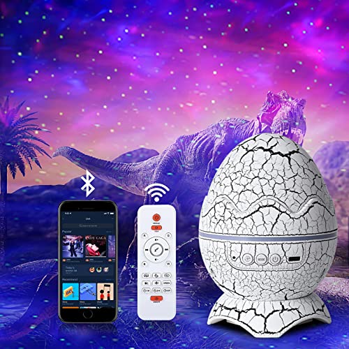 Dinosaurier Ei Galaxie Sternenprojektor, Sternenprojektor Nachtlicht mit drahtlosem MusikPlayer mit weißem Rauschen, Nebel, Timer und Fernbedienung, tolles Geschenk für Kinder/Erwachsene Schlafzimmer Cover