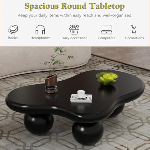 Table basse nuage pour petits espaces salon table asymétrique bois - 6