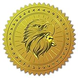 CRASPIRE Eagle Stickers Gold Foil Seals Independence Day Certificate Envelope Embossed Stickers 100pcs Gold 2' Round Self Adhesive Achievement Medal for Fourth of July Invitations Awards Decor Wedding
