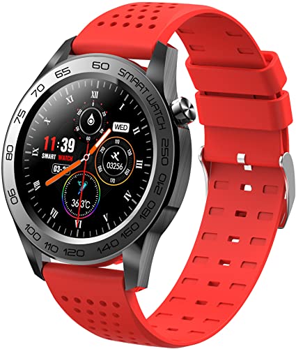 Rot Smartwatch für Herren Damen, Fitness Tracker Uhr 1.54" Voll Touchscreen mit Pulsmesser Schlafmonitor Schrittzähler S...