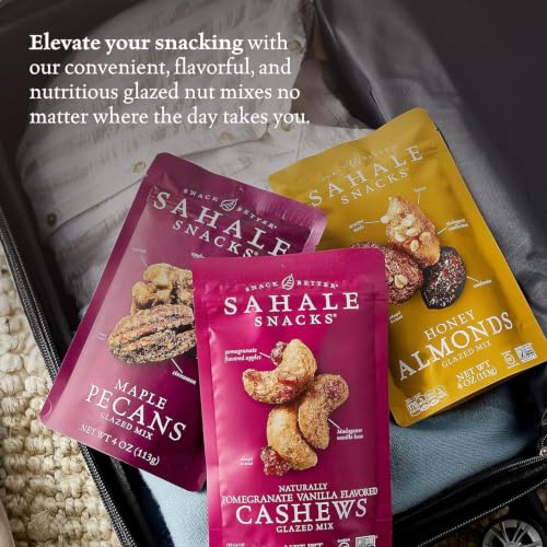 Image of Sahale Snacks Glazed Mix Nut Blend Variety Pack, 4 Oz Grab & Go Bags (Pack of 6) - Four Different Dry-Roasted Deluxe Mixed Nuts Blends Included -Kosher & Certified Gluten-Free Snacks