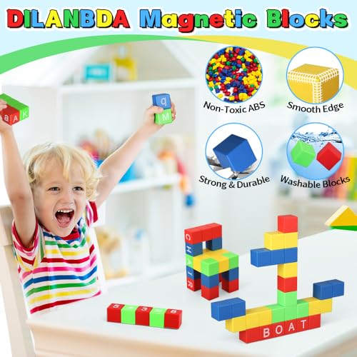Image of Dilabnba 32PCS Magnetic Building Blocks for Kids Toddlers, 3D Magnet Cube Montessori Toy, Sensory Preschool Creative STEM Montessori Toy