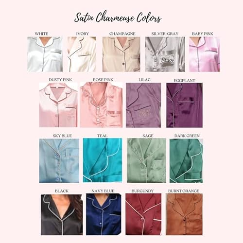 Blushbridesco Personalized Pajama Set Short Sleeve Sleepwear Womens Button Down Nightwear Silk Satin Pj Lounge Sets Xs-3Xl #TOP6