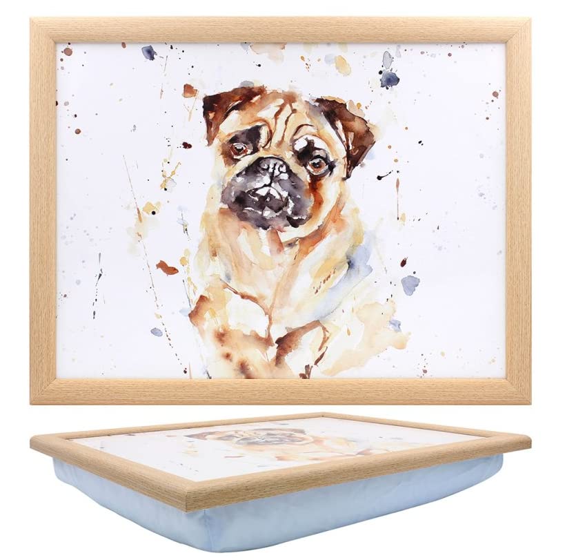Tamersgifts Cushioned Laptrays Lap Tray TV Dinner Bean Bag Padded Cushion Gift (Pug Laptray) — image 1