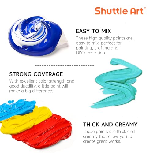Shuttle-Art-Acrylic-Paint-15-Colors-Acrylic-Paint-Large-Bottle-Set-473ml16oz-Each-Rich-Pigments-High-Viscosity-Bulk-Paint-for-Artists-Beginners-and-Kids-on-Rocks-Crafts-Canvas-Wood-Ceramic