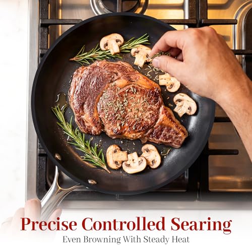 Image of Carbon Steel Frying Pan 12 inch - Pre-Seasoned Carbon Steel Skillet, Lightweight, Natural Non-Stick, Induction Compatible