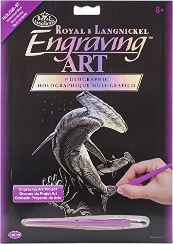 ROYAL BRUSH Holographic Foil Engraving Art Kit, 8-Inch by 10-Inch, Hammerhead Shark