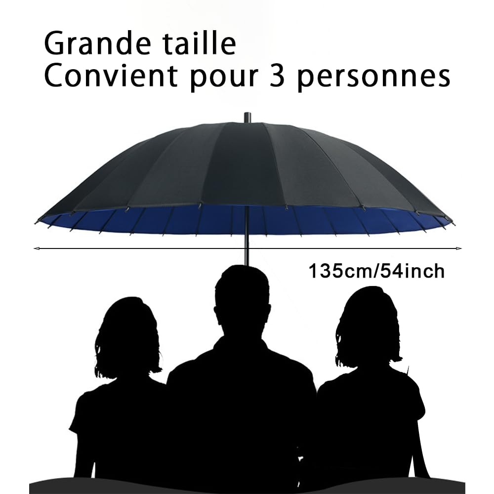 Grand Parapluie De Golf Protection UV UPF 50+ Double Auvent Parapluie XXL, Ombrelle Anti Tempete, Automatique Parapluie Solide Coupe-Vent, Imperméable Pour Homme Et Femme