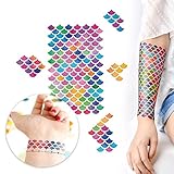 KREATWOW Mermaid Scale Temporary Tattoos for Kids Adults Under The Sea Birthday Party Favors 3 Pack