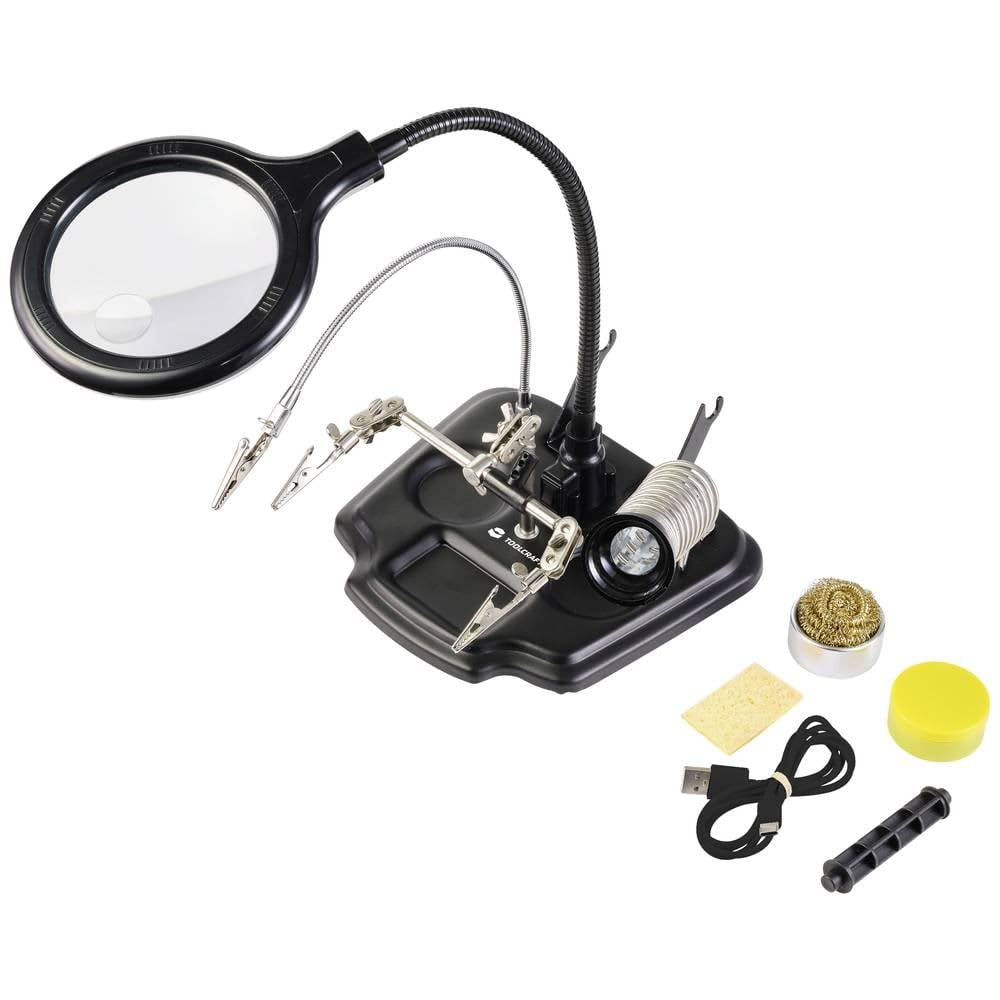 Toolcraft TO-7580322 LED-Lupenleuchte mit 3. Hand Vergrößerungsfaktor=1.75 x, 4 x 100mm 2021 Energieeffizienzklasse G (A - G)