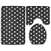 Black And White Polka Dot Bath Mat,Bathroom Carpet Rug,Non-Slip 3 Piece Bathroom Mat Set
