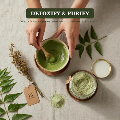 Image of Neem Multani Mitti Clay 300 Gm | 100% Organic Double Filtered Herbal Face Pack for Bright Skin Glow Oil Control Tan Removal | Natural Skincare