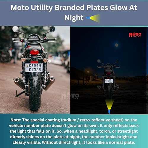 Image of Moto Utility Bike Number Plate & Frame Set | Premium Aluminium Plate with Frame | Customizable | Radium White Reflective Finish | Suitable for Motorcycles | Fancy Use | 1 Year Warranty