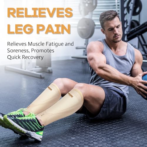 Image of Copper Calf Compression Sleeves for Men Women, Shin Splint Relief, Grip