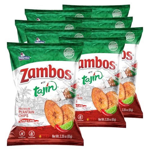 Zambos Plantain Chips with Tajín Seasoning, 2.29 oz (Pack of 8)