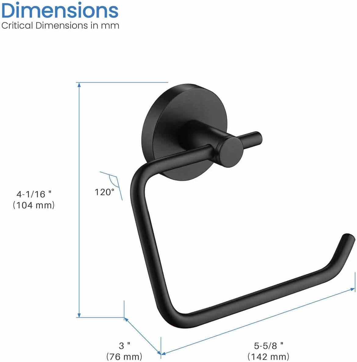 KIBI Circular Single Post Toilet Paper Holder for Bathroom – Matte Black Solid Brass Wall Mounted Toilet Roll Holder – Modern, Durable, Rustproof Toilet Tissue Holder