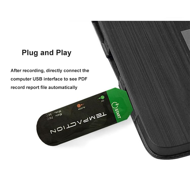 Tempaction USB Temperature Data Logger, -30-70°C Range, Alarm Indicator,for 10pcs