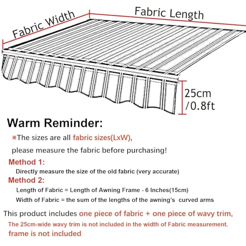 Toile pour auvent de terrasse rétractable imperméable store banne 2.4x2.1 - 8