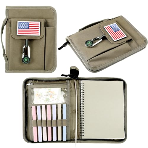 Colarr Handbook Cover Protector Compatible with Boyscouts Handbook with American Flag Patch and Compass Fit 6 x 8 in Book Sleeve Protector Suitable for Boys Girls Hiking Camping Exploring