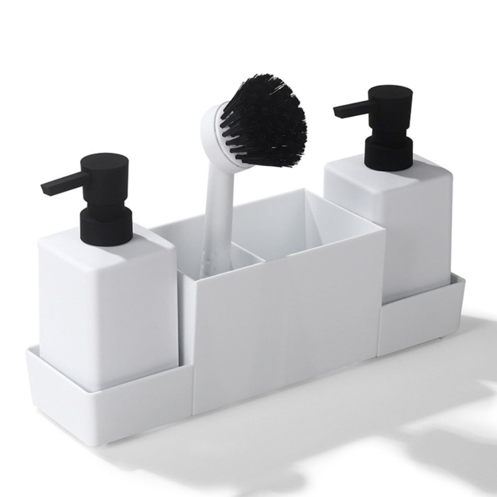 Juego organizador de fregadero de cocina con dispensadores de jabón 350 ml y bandeja extraíble